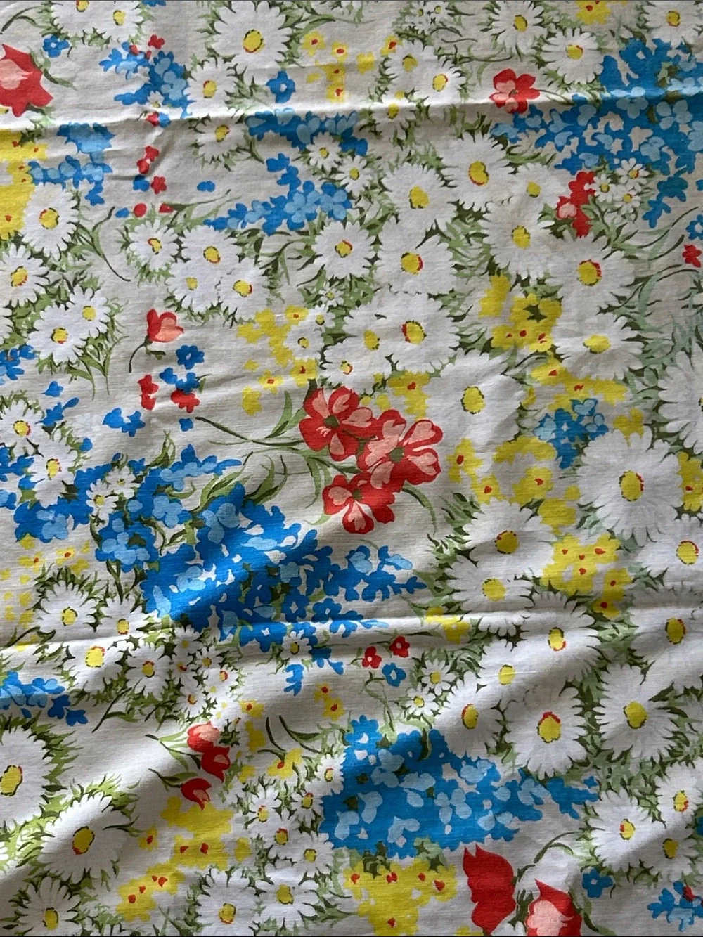 Vintage Mid Century Floral Square Tablecloth